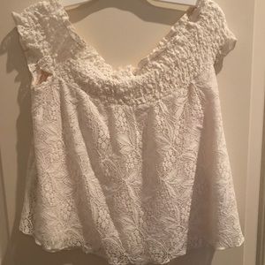 Cream Off the Shoulder Lace Top